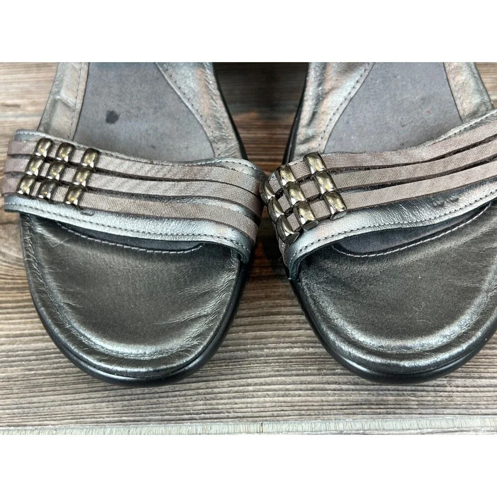 Naot‎ Womens Grey Leather Comfort Heels Sandals EUR 41 US 10.5 Open Toe/Back